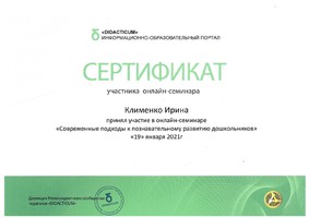 Сертификат Клименко И